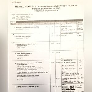 MICHAEL JACKSON ЗOth ANNIVERSARY CELEBRATION OFFICIAL TV PRODUCTION SHOW RUNDOWN